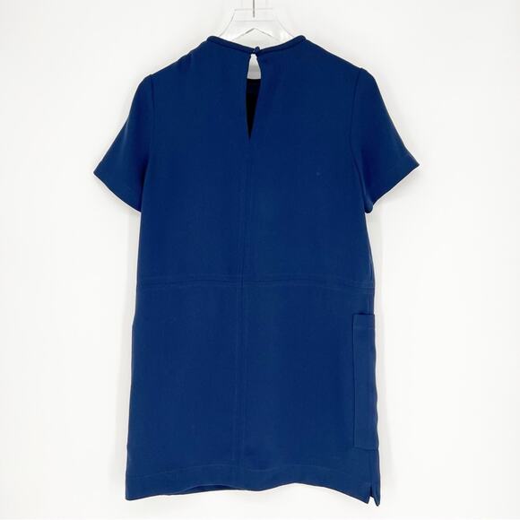 Babe NYC Silk Pocket Front Mini Dress 6 Blue - Picture 2 of 6
